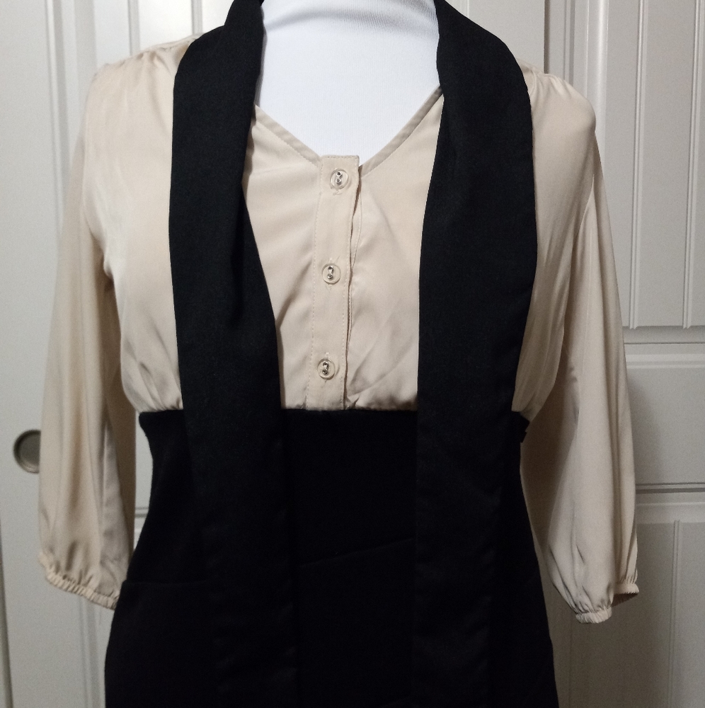 AGB Dress Black and Beige with Belt Size 6